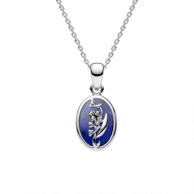 Sterling Silver Lapis Lazuli Lily Of The Valley Pendant With Chain 18 Inches