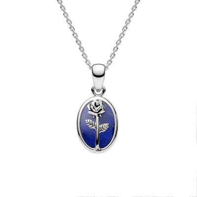 Sterling Silver Lapis Lazuli Rose Pendant With Chain 18 Inches