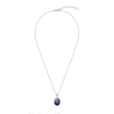 Sterling Silver Lapis Lazuli Aster Pendant With Chain 18 Inches