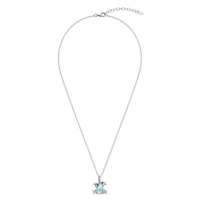 Sterling Silver Larimar with Black Spinel Frog Pendant With Chain 18 Inches