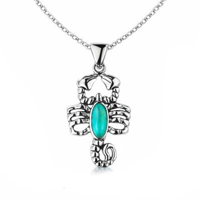 Sterling Silver Turquoise Scorpion Pendant With Chain 18 Inches