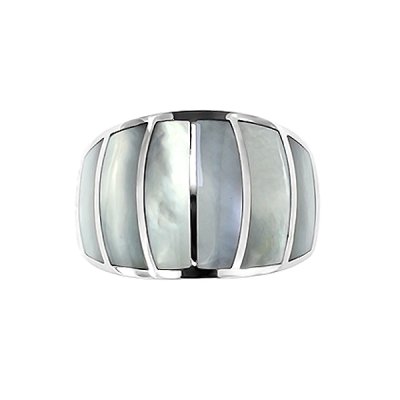 Sterling Silver Mother-of-Pearl Inlay Band Ring