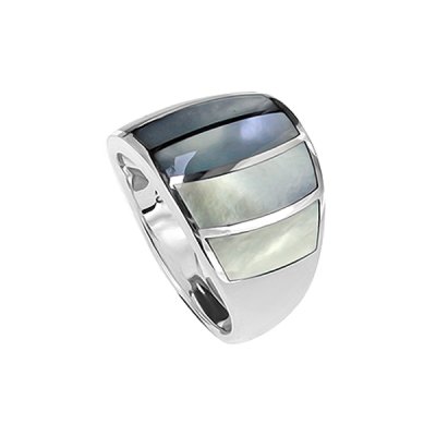Sterling Silver Mother-of-Pearl Inlay Band Ring