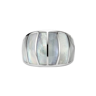 Sterling Silver Mother-of-Pearl Inlay Band Ring
