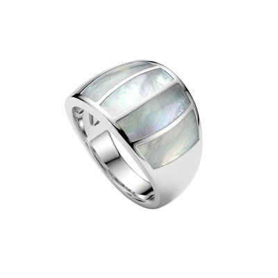 Sterling Silver Mother-of-Pearl Inlay Band Ring