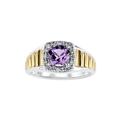 Sterling Silver Amethyst Two-Tone Men's Ring