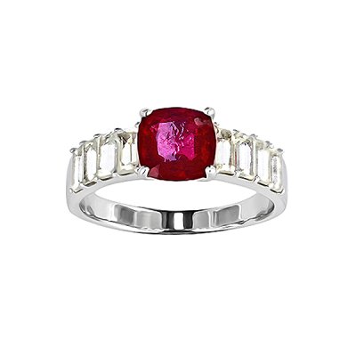 Sterling Silver Ruby With White Topaz Ring