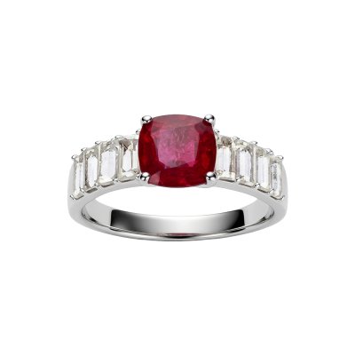 Sterling Silver Ruby With White Topaz Ring
