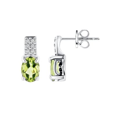 Sterling Silver Peridot and White Topaz Earrings