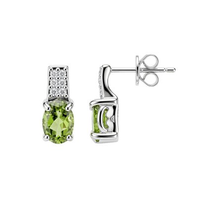 Sterling Silver Peridot and White Topaz Earrings