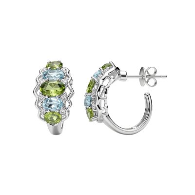 Sterling Silver Peridot and Sky Blue Topaz Earrings