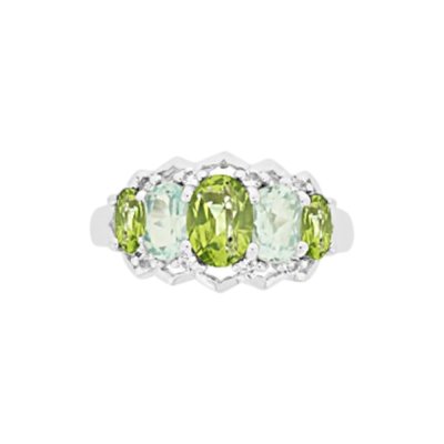 Sterling Silver Peridot With Sky Blue Topaz Ring