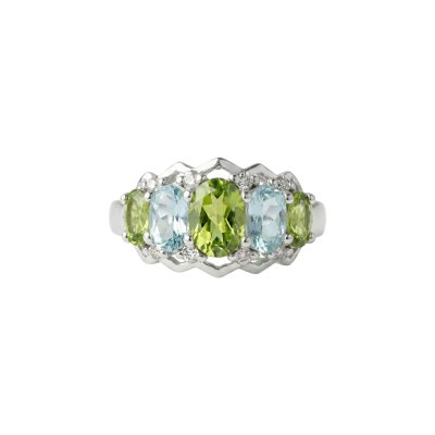 Sterling Silver Peridot With Sky Blue Topaz Ring
