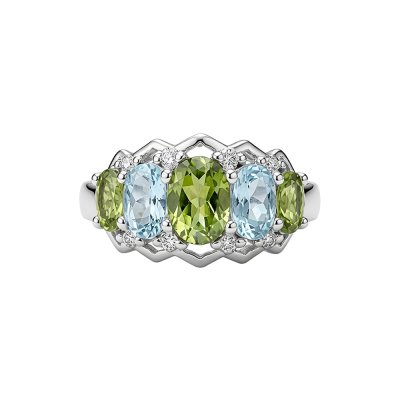 Sterling Silver Peridot With Sky Blue Topaz Ring