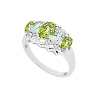 Sterling Silver Peridot With Sky Blue Topaz Ring