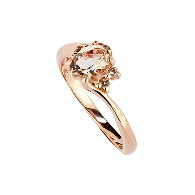 Sterling Silver Morganite Ring Over Rose Gold Plated