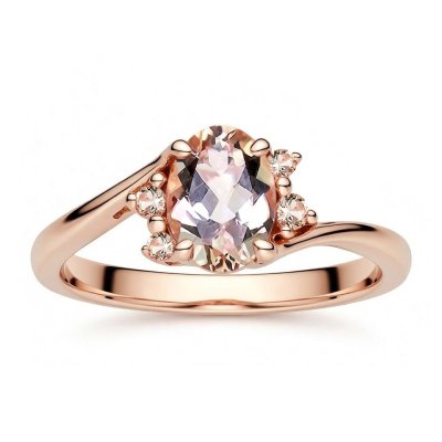 Sterling Silver Morganite Ring Over Rose Gold Plated