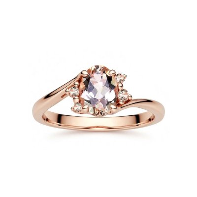 Sterling Silver Morganite Ring Over Rose Gold Plated