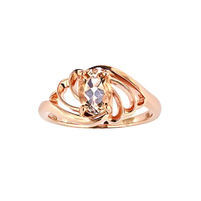 Sterling Silver Morganite Ring Over Rose Gold Plated