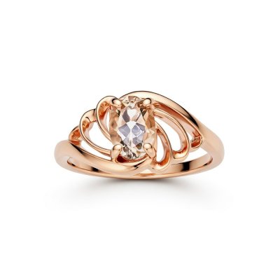 Sterling Silver Morganite Ring Over Rose Gold Plated