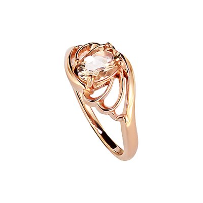 Sterling Silver Morganite Ring Over Rose Gold Plated