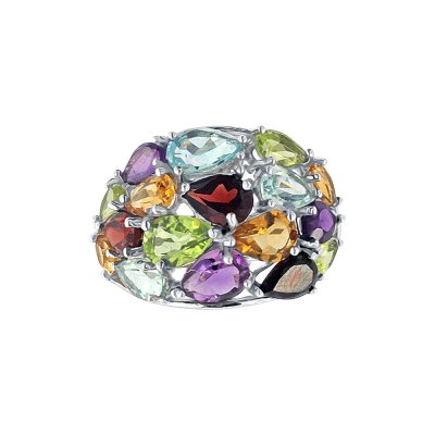 Sterling Silver Multi Colored Gemstone Ring