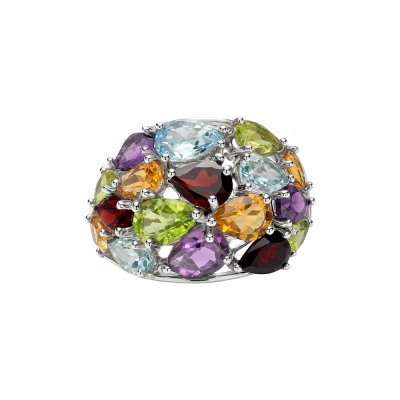 Sterling Silver Multi Colored Gemstone Ring