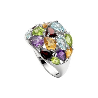 Sterling Silver Multi Colored Gemstone Ring