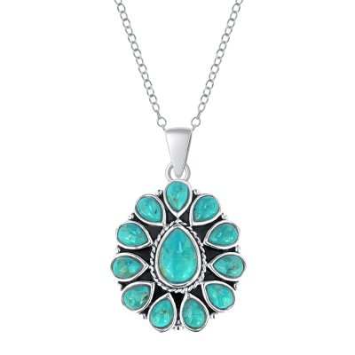 Sterling Silver Turquoise Pendant With Chain 18 Inches