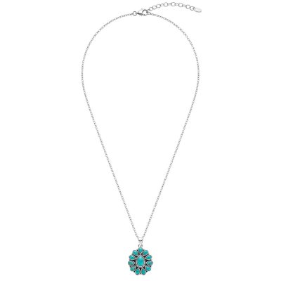Sterling Silver Turquoise Pendant With Chain 18 Inches