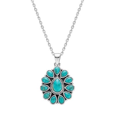 Sterling Silver Turquoise Pendant With Chain 18 Inches