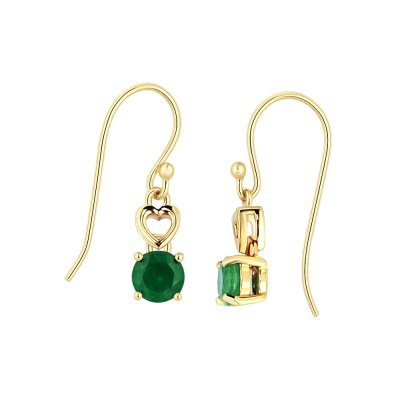 Sterling Silver Emeral Earrings Over 18K Yellow Gold Plated