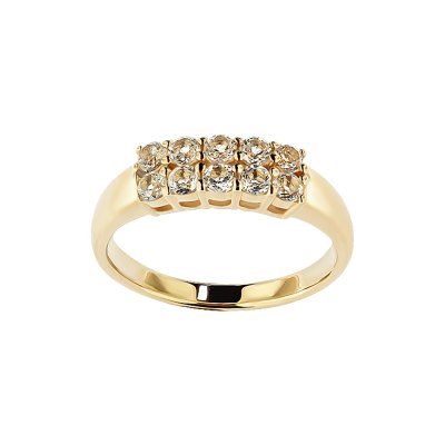 Sterling Silver White Ring Over 18K Yellow Gold Plated