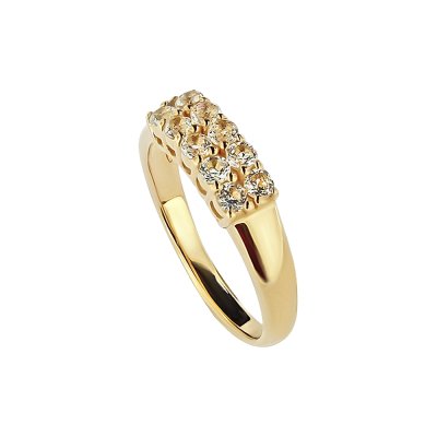 Sterling Silver White Ring Over 18K Yellow Gold Plated