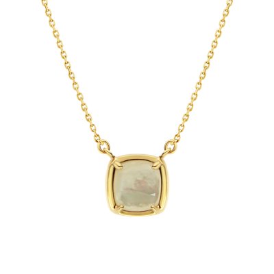 Sterling Silver Mother of Pearl Necklace Over 18K Yellow Gold Plated 18 Inches