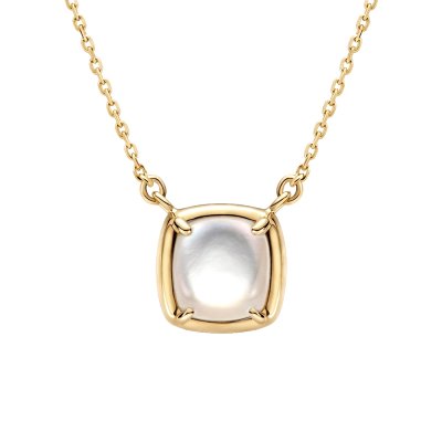 Sterling Silver Mother of Pearl Necklace Over 18K Yellow Gold Plated 18 Inches