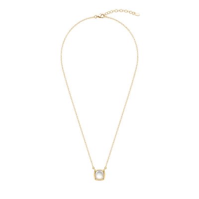 Sterling Silver Mother of Pearl Necklace Over 18K Yellow Gold Plated 18 Inches