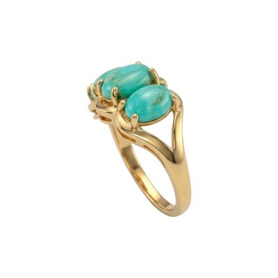 Turquoise 18K Yellow Gold Over Sterling Silver Ring