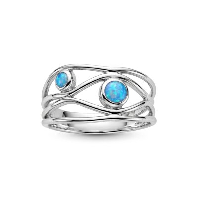 Sterling Silver Synthetic Opal  Ring