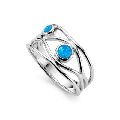 Sterling Silver Synthetic Opal  Ring