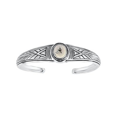 Sterling Silver White Buffalo Turquoise Cuff Bangle 7.5 Inches