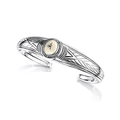 Sterling Silver White Buffalo Turquoise Cuff Bangle 7.5 Inches