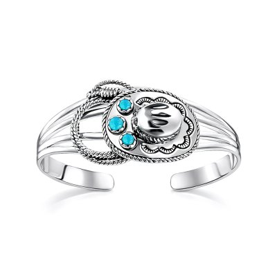Sterling Silver Turquoise Cuff Bangle 7.5 Inches