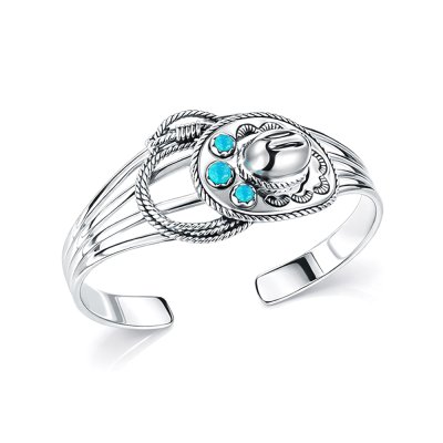 Sterling Silver Turquoise Cuff Bangle 7.5 Inches