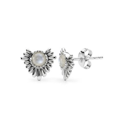 Sterling Silver Rainbow Moonstone Stud Earrings