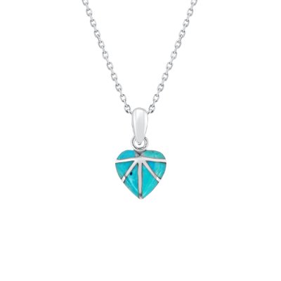 Sterling Silver Turquoise Pendant With Chain 18 Inches