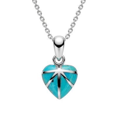 Sterling Silver Turquoise Pendant With Chain 18 Inches