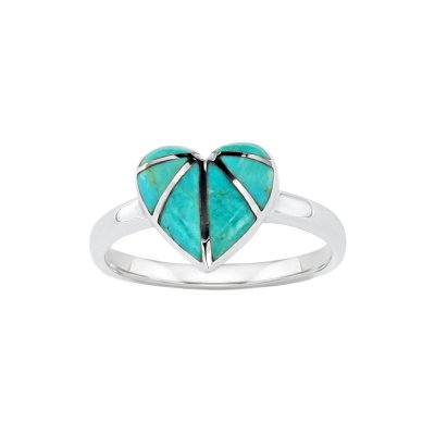 Sterling Silver Turquoise Inlay Heart Ring