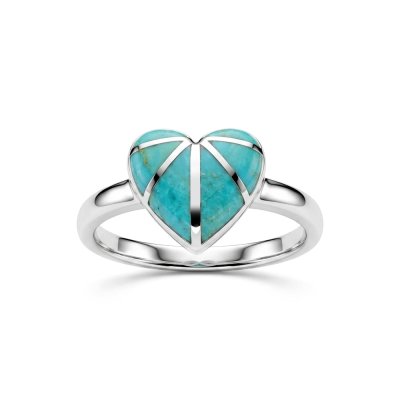 Sterling Silver Turquoise Inlay Heart Ring