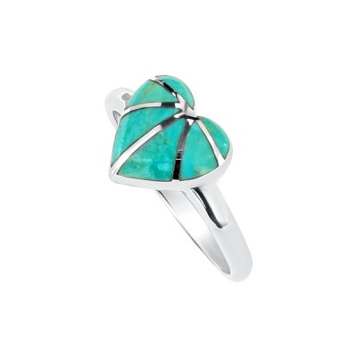 Sterling Silver Turquoise Inlay Heart Ring
